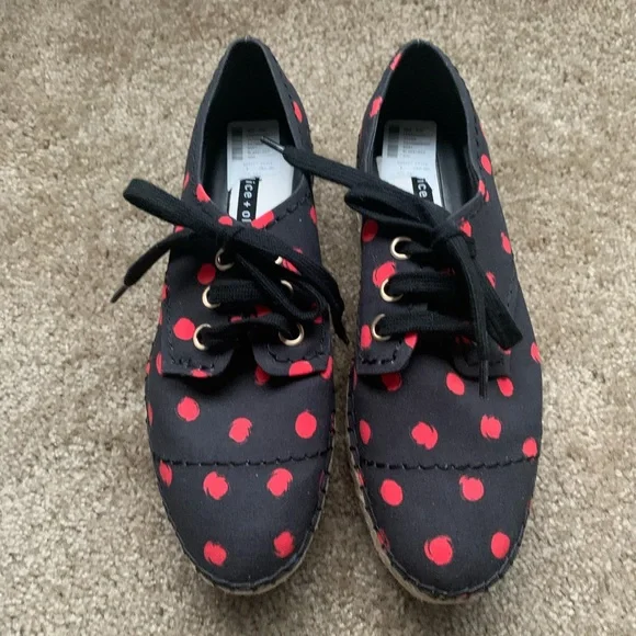 $250 NEW Alice + Olivia Rory Platform Polka Dot Sneakers Size 10